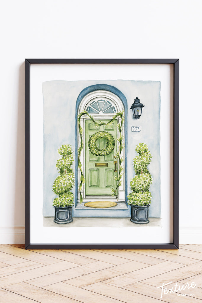 Front Door Watercolor Print: The Christmas House