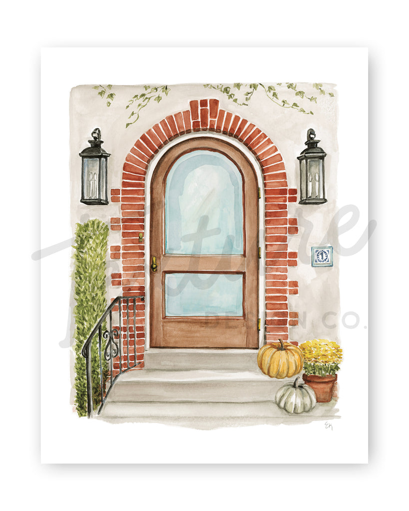 Front Door Watercolor Print: The Autumn House