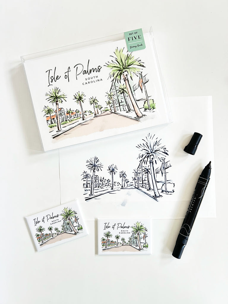 Sherbet Painted Streets - The Isle of Palms Greeting Card