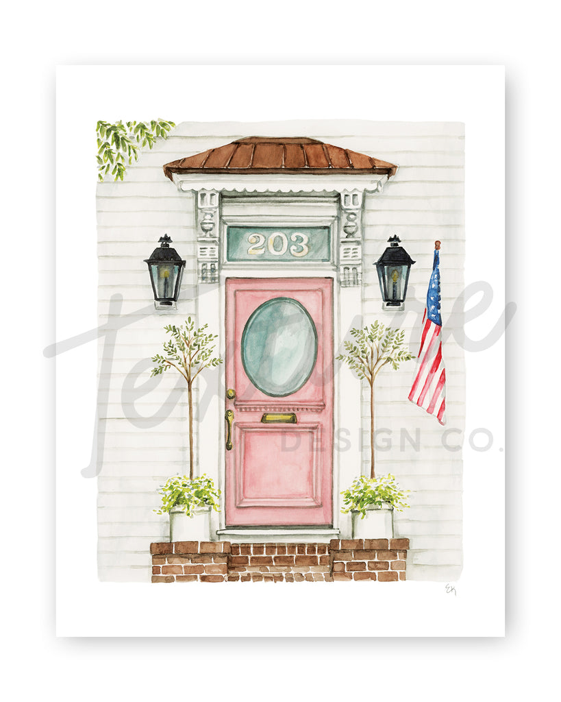 Front Door Watercolor Print: The Pink Door