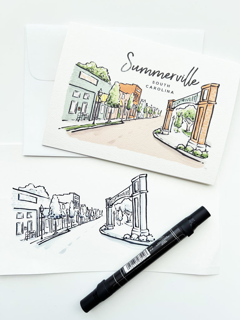 Sherbet Painted Streets - The Summerville Greeting Card