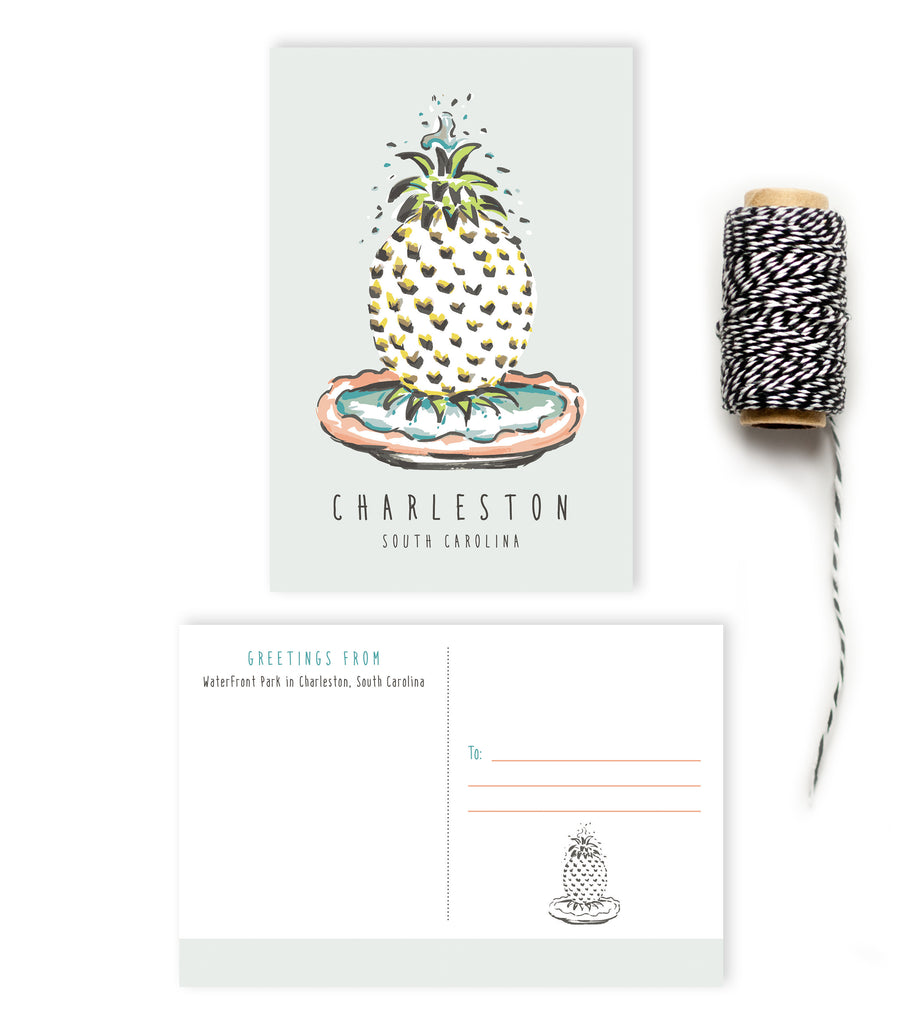Postcard - Charleston - Pineapple Fountain