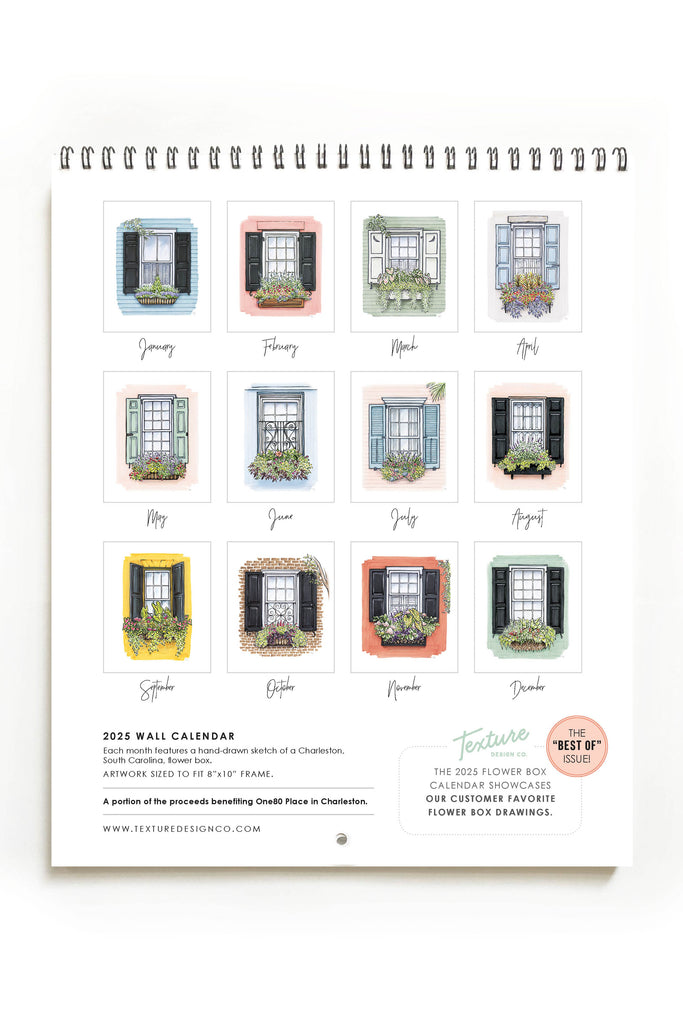 2025 Flower Boxes of Charleston Wall Calendar