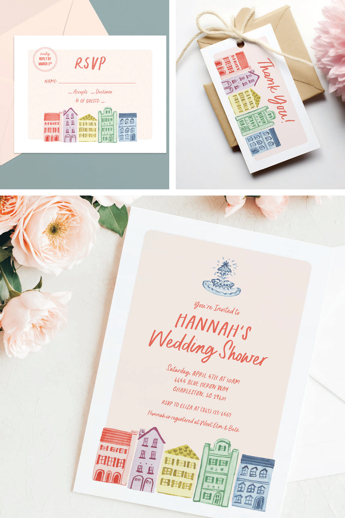 Rainbow Row Watercolor Invite [Digital Download]