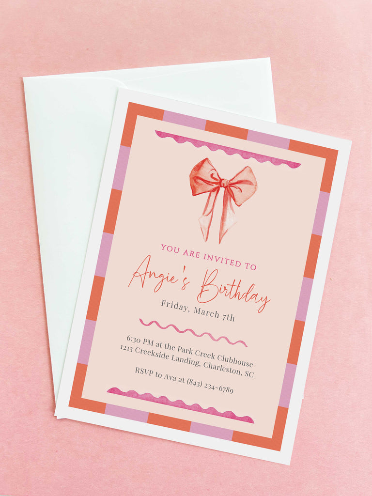 Blush & Bow Party Invitation [Digital Download]