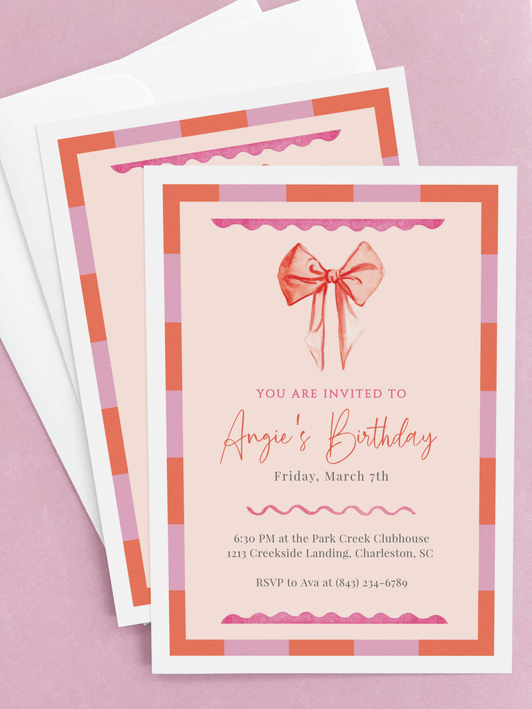 Blush & Bow Party Invitation [Digital Download]