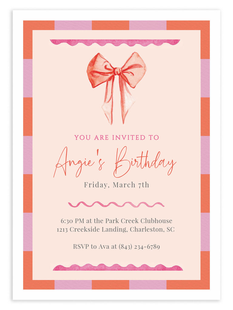 Blush & Bow Party Invitation [Digital Download]