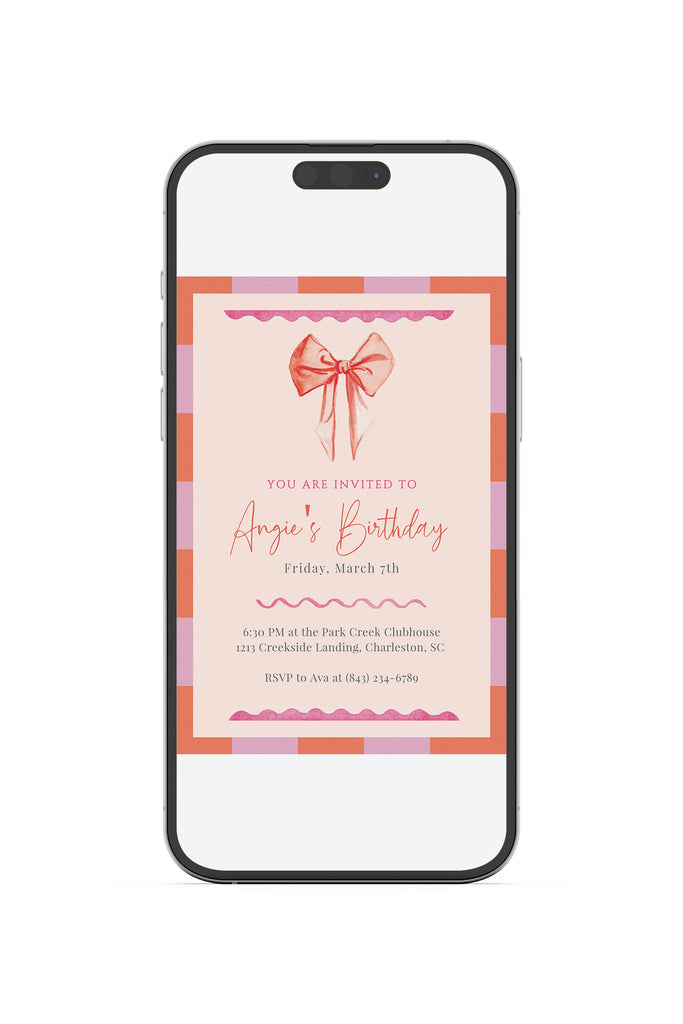 Blush & Bow Party Invitation [Digital Download]