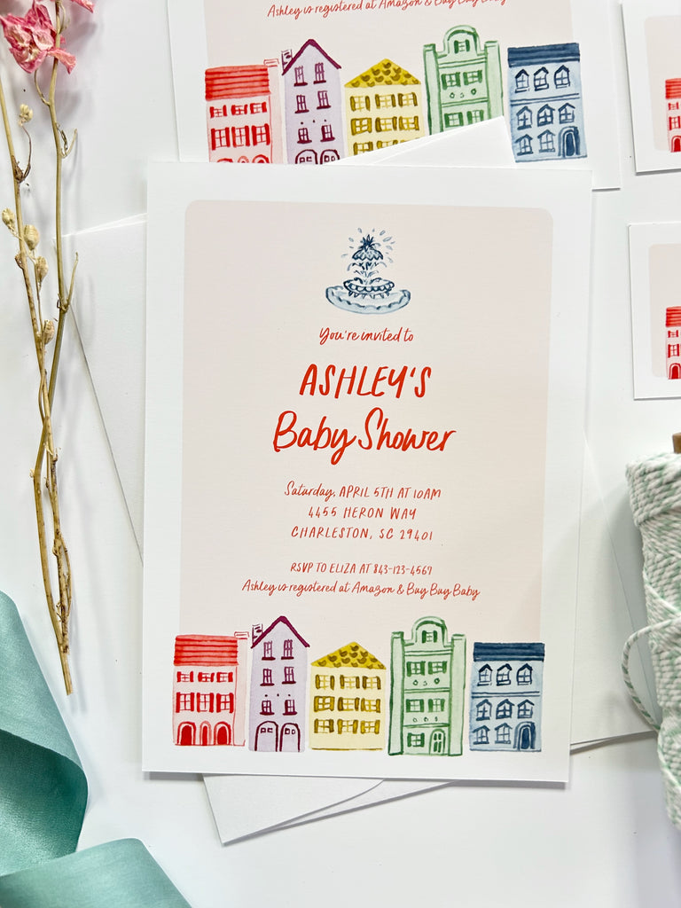 Rainbow Row Watercolor Invite [Digital Download]