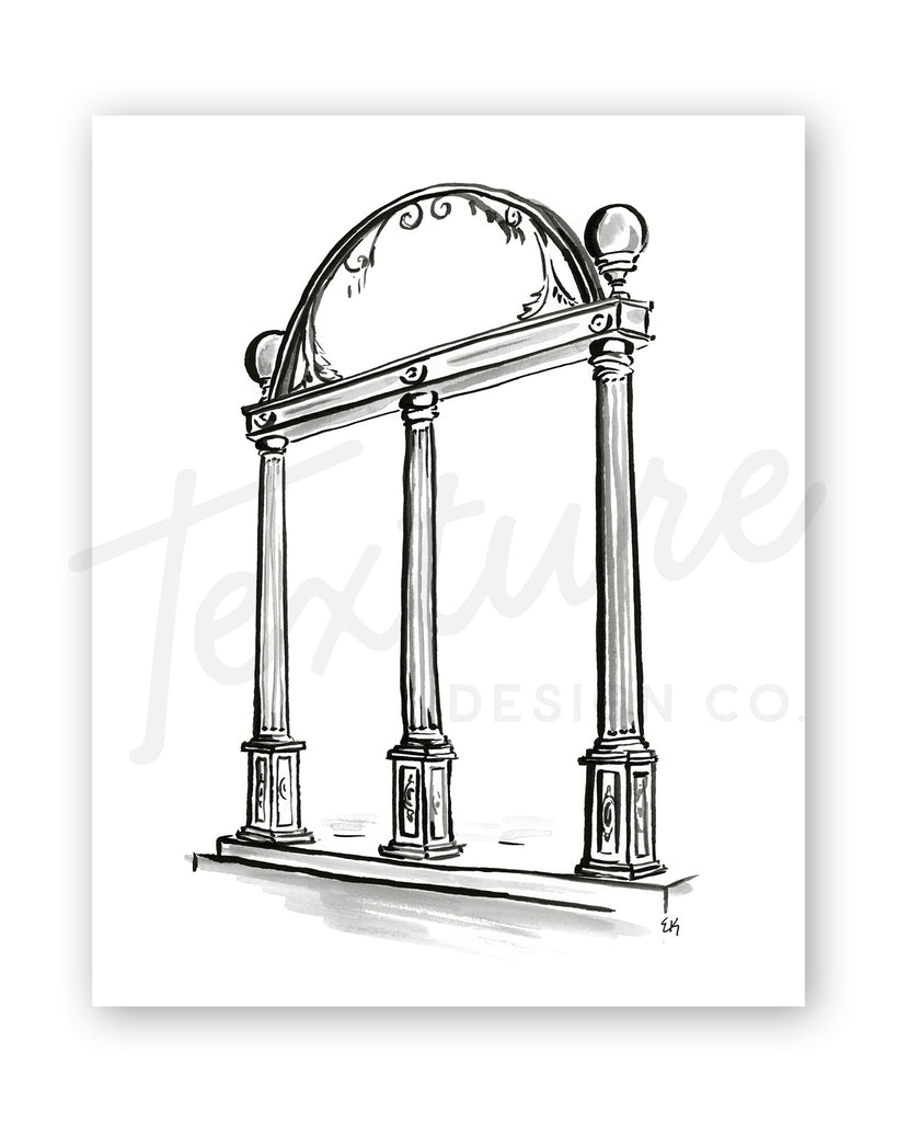 Architectural Art Print: UGA Arch Painting