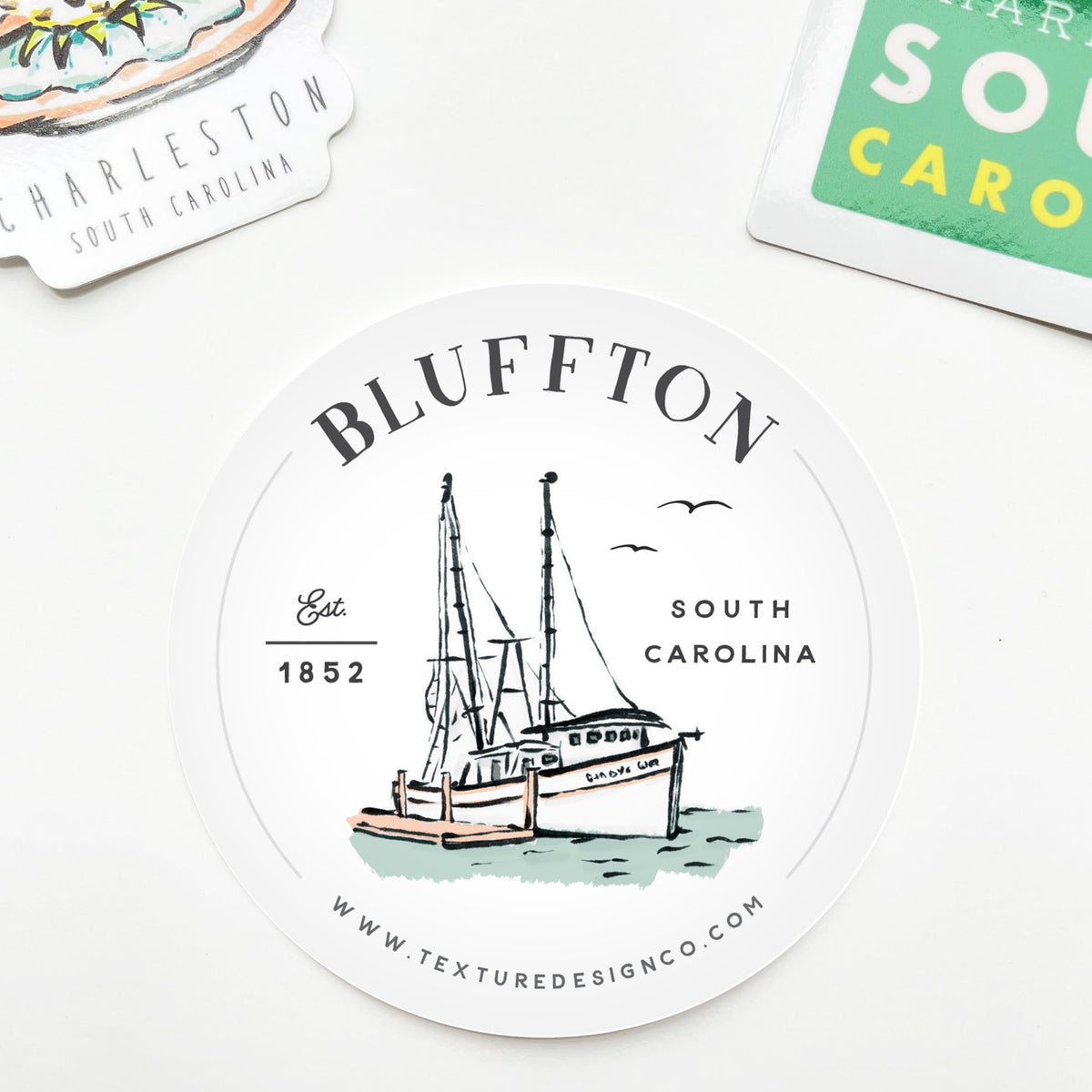 The Bluffton Shrimp Boat Sticker – Texture Design Co.