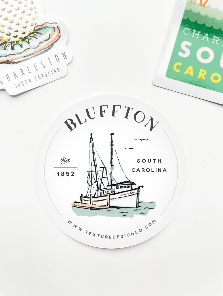The Bluffton Shrimp Boat Sticker