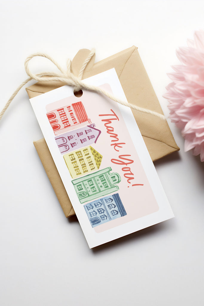 Rainbow Row Watercolor Party Gift Tag [Digital Download]