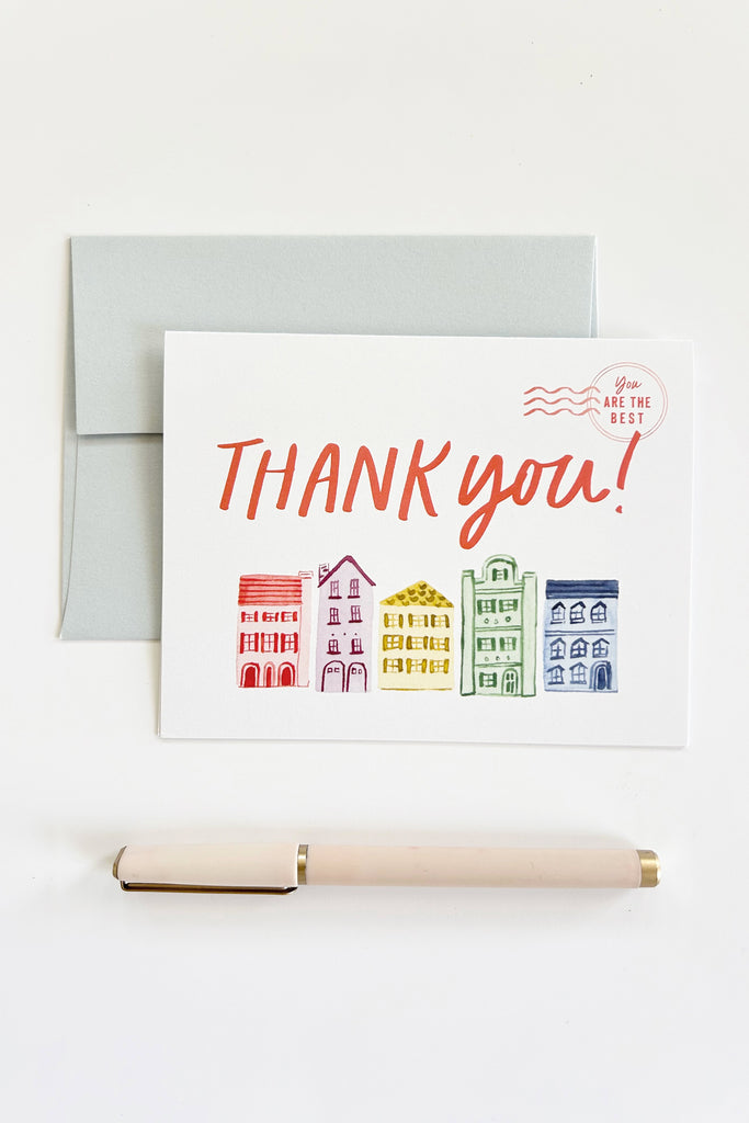 Rainbow Row Thank You Greeting Card