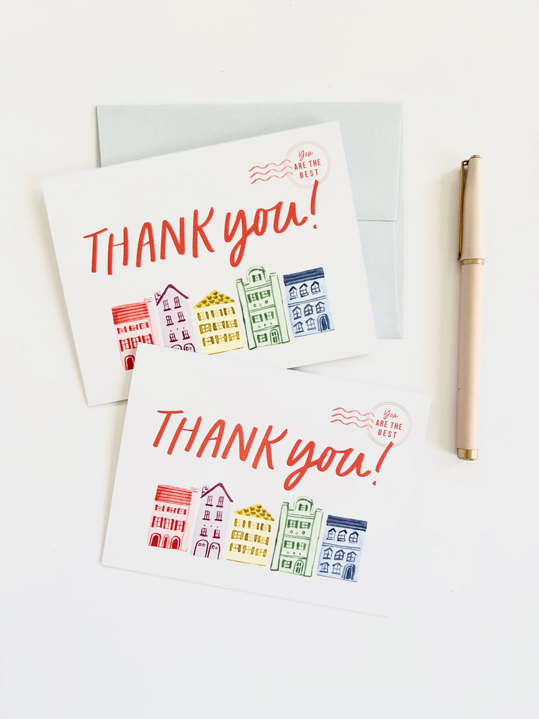 Rainbow Row Thank You Greeting Card