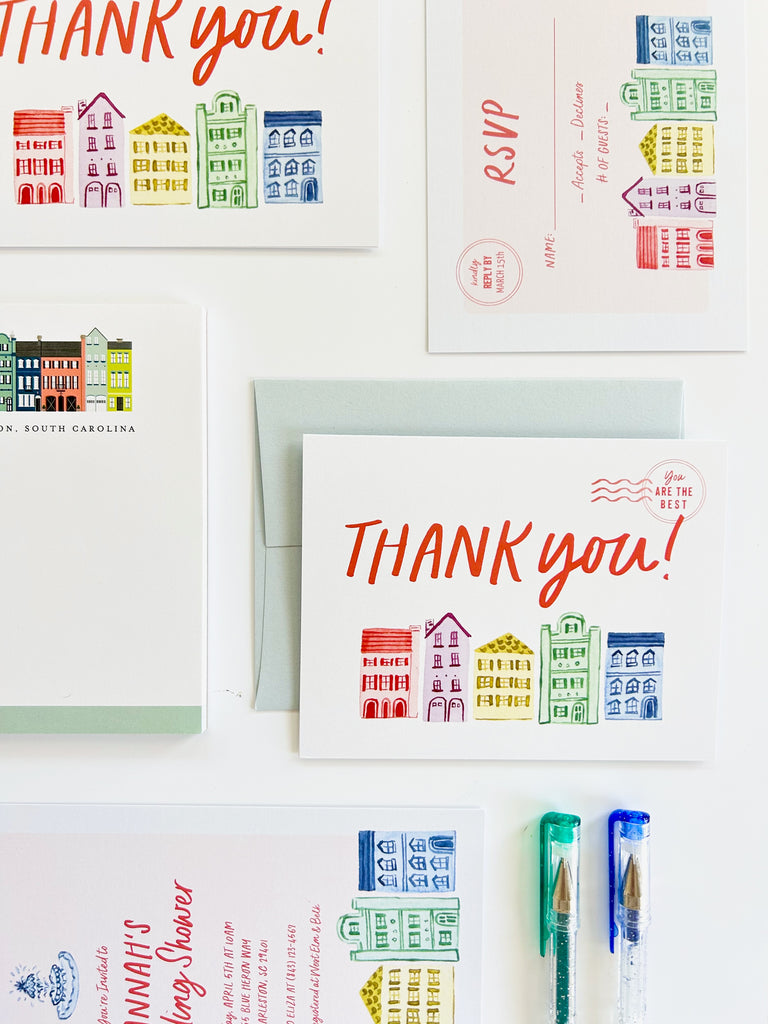 Rainbow Row Thank You Greeting Card