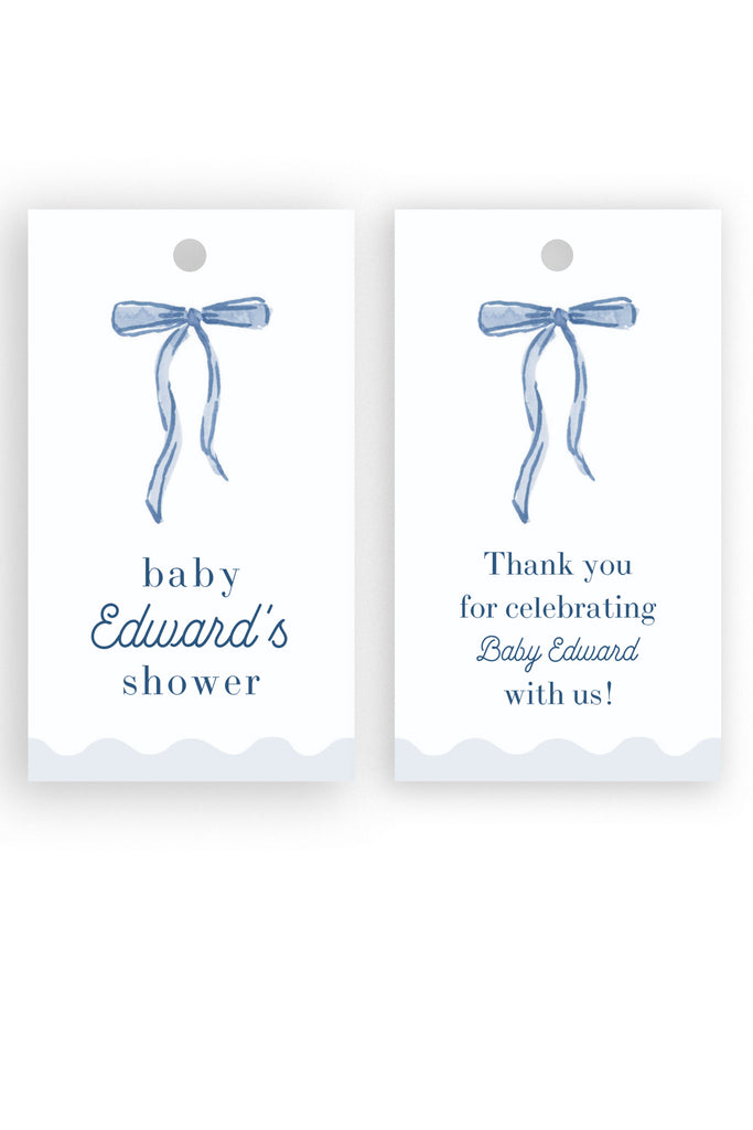 Tied with Love Party Gift Tag in Blue [Digital Download]