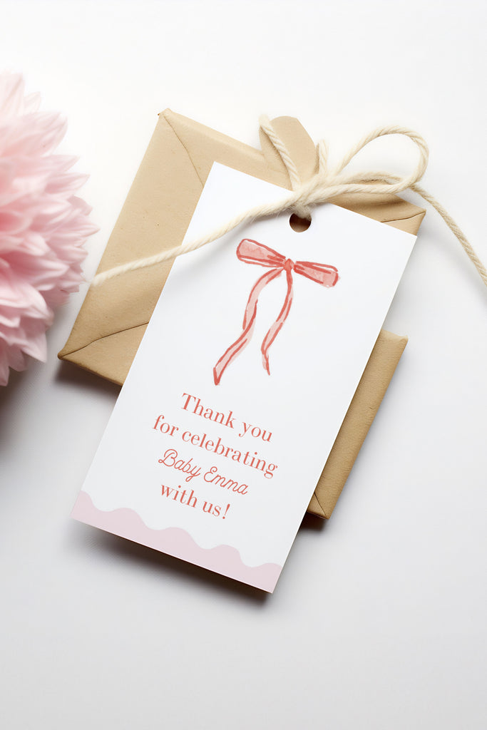 Tied with Love Party Gift Tag in Pink [Digital Download]