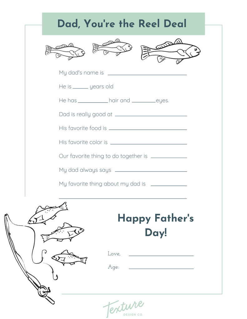FREE Downloadable Father's Day Questionnaire – Texture Design Co.