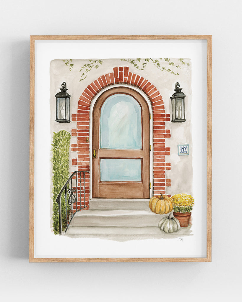 Front Door Watercolor Print: The Autumn House