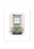 Flower Box Print of Pink House with Greenery