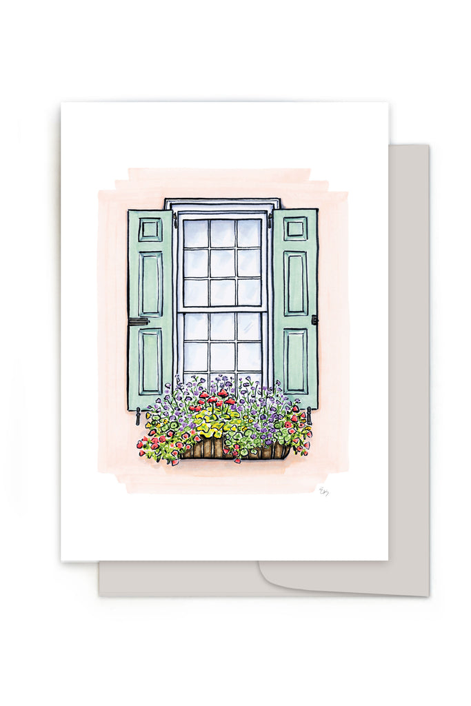 Flower Box Greeting Card - Pink & Mint House