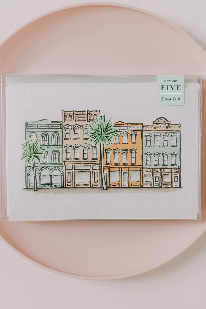 Sherbet Painted Streets - The Downtown Folded Greeting Card