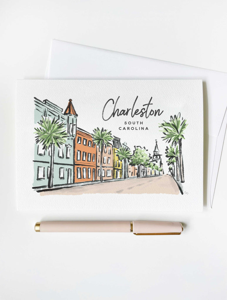 Sherbet Painted Streets - The Charleston Greeting Card