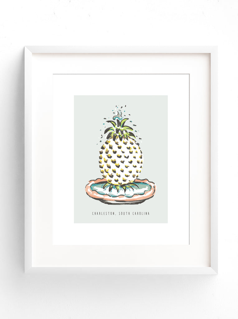 Charleston Pineapple Fountain Print
