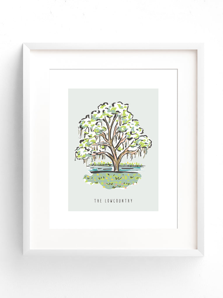 Lowcountry Oak Tree with Spanish Moss Print